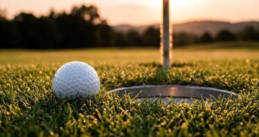 OGC Open - golf ball next to the hole in the evening light